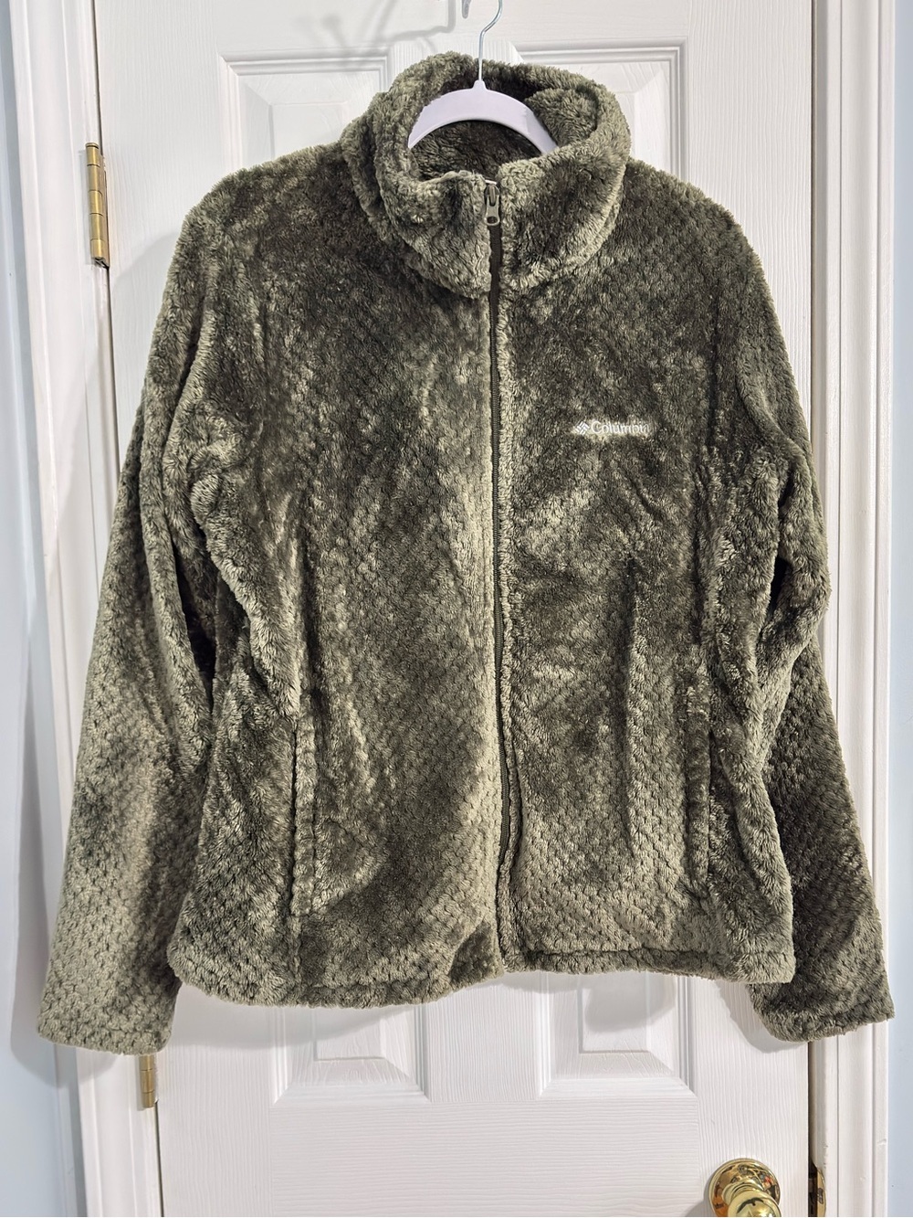 Columbia Beech Forest Plush Fleece Full Zip Jacket Olive Green XL Cozy Pockets - Picture 2 of 13